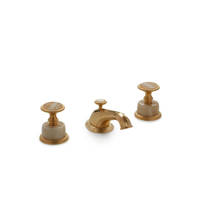 1065BSN818-HNOX-GP Sherle Wagner International Onyx Knurled Knob Faucet Set in Gold Plate metal finish with Honey Onyx inserts
