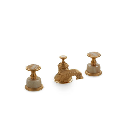 1065BSN819-HNOX-GP Sherle Wagner International Onyx Knurled Knob Faucet Set in Gold Plate metal finish with Honey Onyx inserts