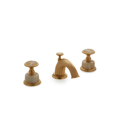 1065BSN821-HNOX-GP Sherle Wagner International Onyx Knurled Knob Faucet Set in Gold Plate metal finish with Honey Onyx inserts