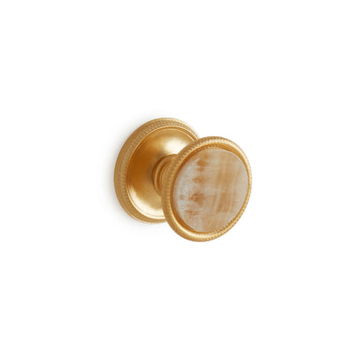 1065DOR-HNOX-GP Sherle Wagner International Semiprecious Honey Onyx Knurled Door Knob in Gold Plate metal finish