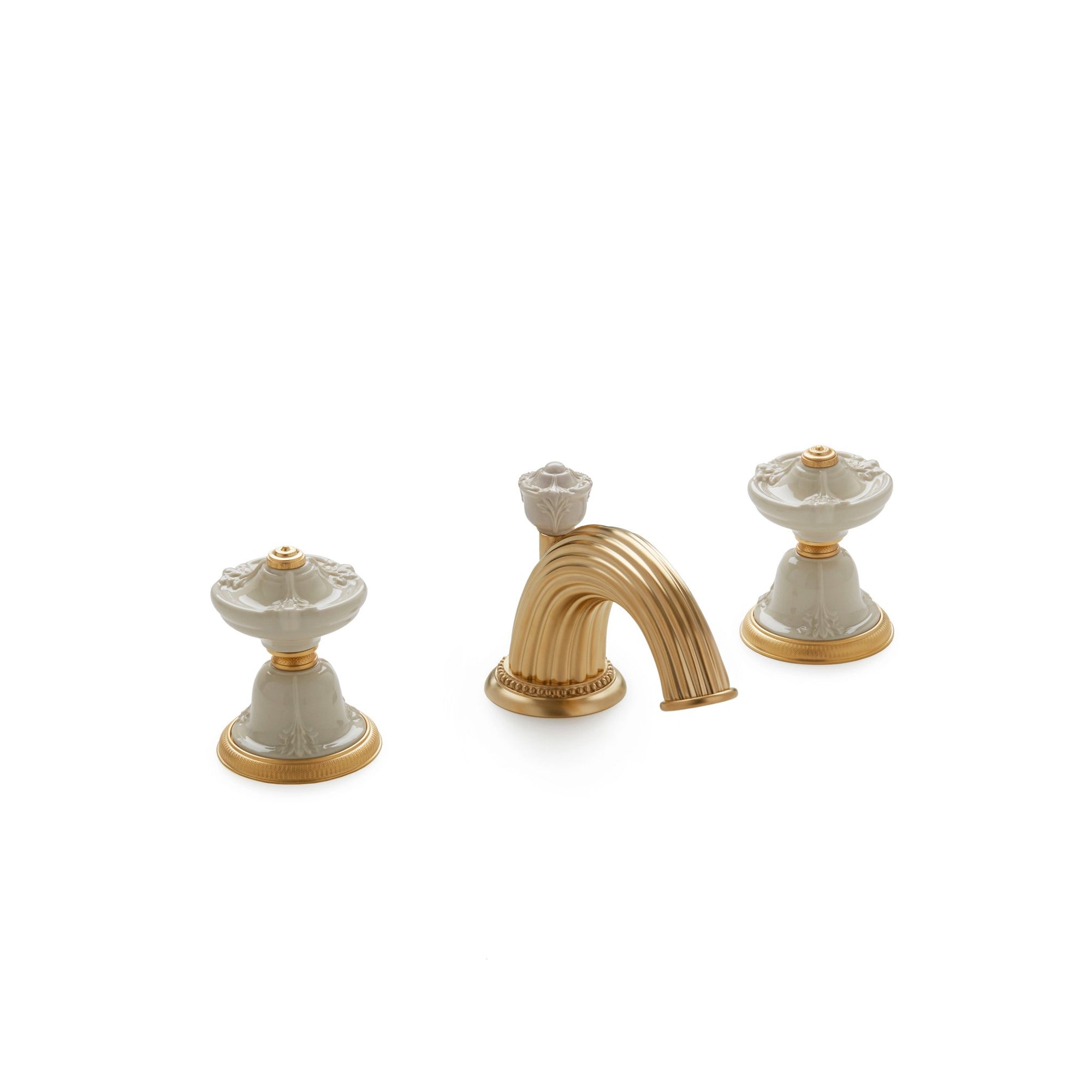 1097BSN813-04SD-GP Sherle Wagner International Provence Ceramic Knob Faucet Set in Gold Plate metal finish with Sand Glaze inserts