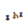 1097BSN813-18BL-WH-GP Sherle Wagner International Scalloped Ceramic Knob Faucet Set in Gold Plate metal finish in Ming Blossom Blue painted on White