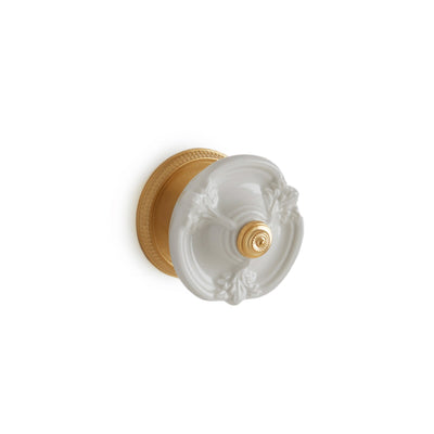 1097DOR-04WH-GP Sherle Wagner International Provence Ceramic Door Knob in Gold Plate metal finish with White Glaze inserts