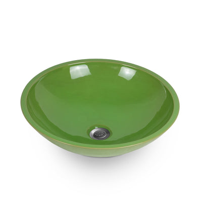 16RD-VSL-GR02 Sherle Wagner International Leaf Green Glazed Round Ceramic Vessel Sink
