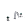 2106BSN108-S-MALA-CP Sherle Wagner International Short Arco with Saturn Knob Faucet Set with Semiprecious Malachite inserts in Polished Chrome metal finish