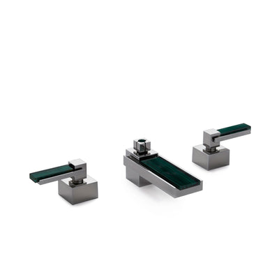 2120BSN801-MALA-CP Sherle Wagner International Apollo Faucet Set with Semiprecious Malachite inserts in Polished Chrome metal finish