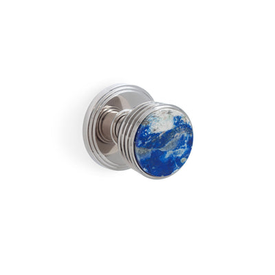 2165DOR-260-LAPI-PN Sherle Wagner International Lapis Lazuli Insert Keystone Door Knob in Polished Nickel metal finish