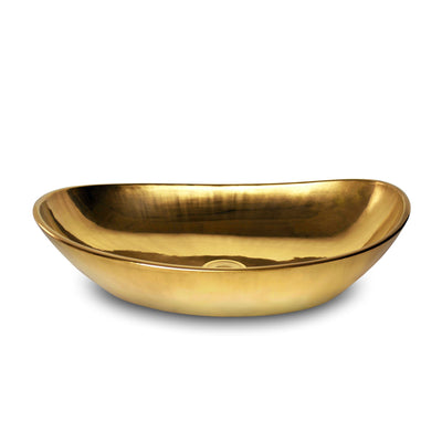 24OV-VSL-14GP Sherle Wagner International Burnished Gold Glazed Organic Ceramic Vessel Sink
