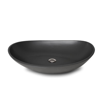 24OV-VSL-SBLK Sherle Wagner International Satin Black Glazed Organic Ceramic Vessel Sink