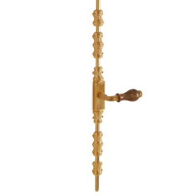 2921-1029DOR-RH-BROX-GP Sherle Wagner International Cremone Bolt with Brown Onyx Fluted Door Lever in Gold Plate metal finish