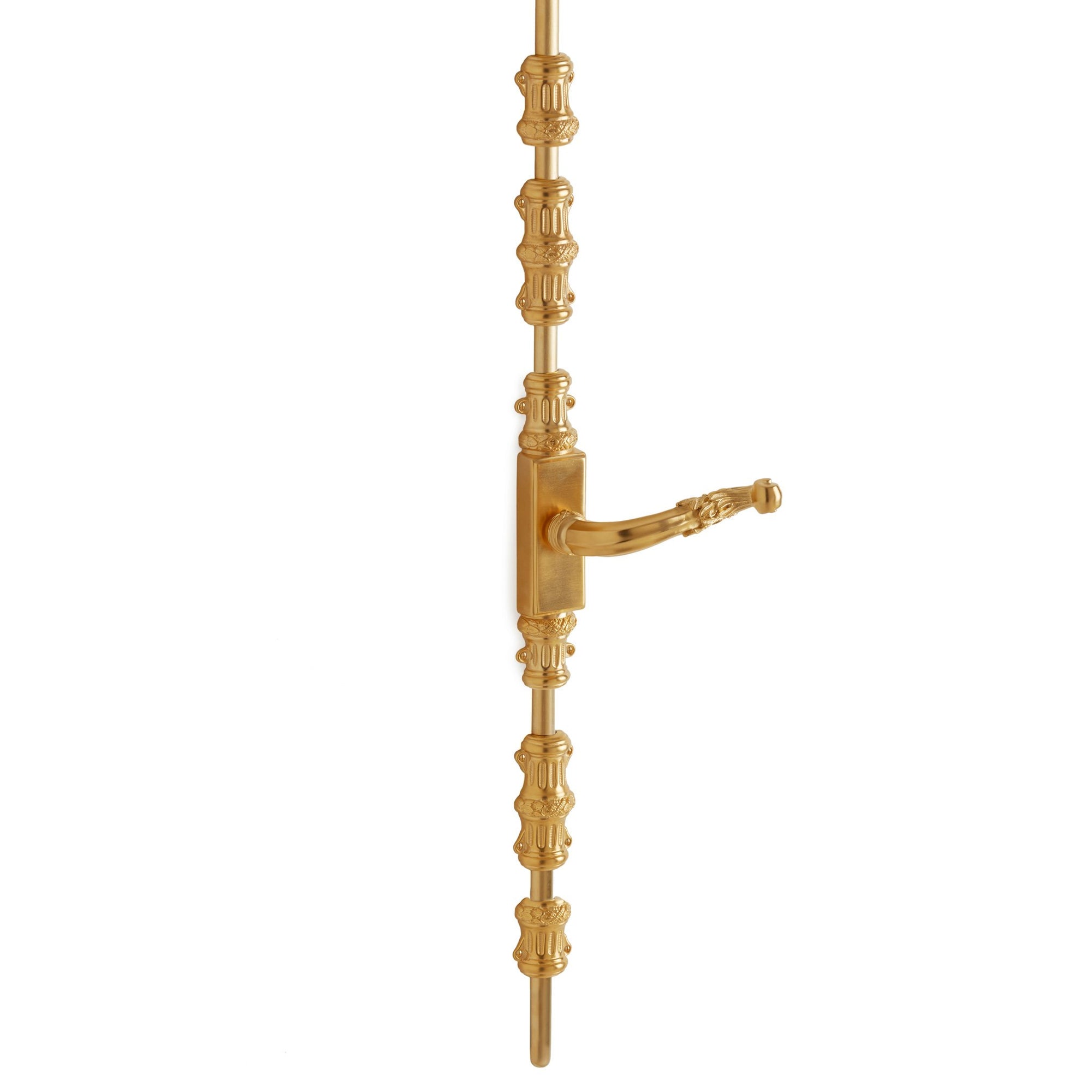 2921-1055DOR-RH-GP Sherle Wagner International Cremone Bolt with Ribbon & Reed Door Lever in Gold Plate metal finish