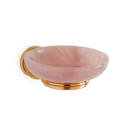 3304-3352-RSQU-GP Sherle Wagner International Grey Crystal Soap Dish Holder in Gold Plate metal finish with semiprecious soap dish