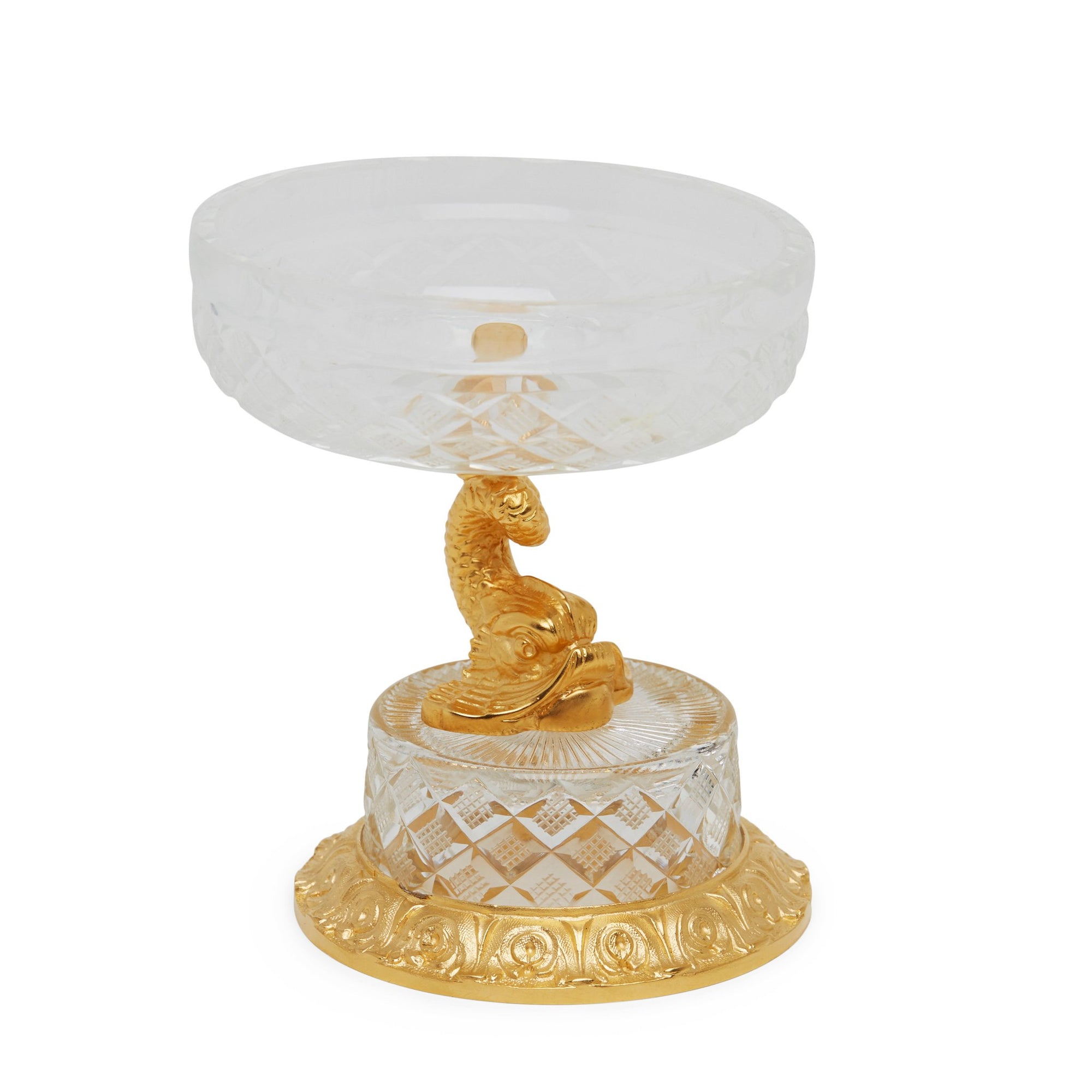 3328-GP Sherle Wagner International Dolphin Crystal Soap Dish in Gold Plate metal finish