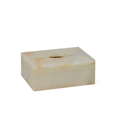 3354-WHOX Sherle Wagner International Small Oblong Tissue Box Cover in White Onyx