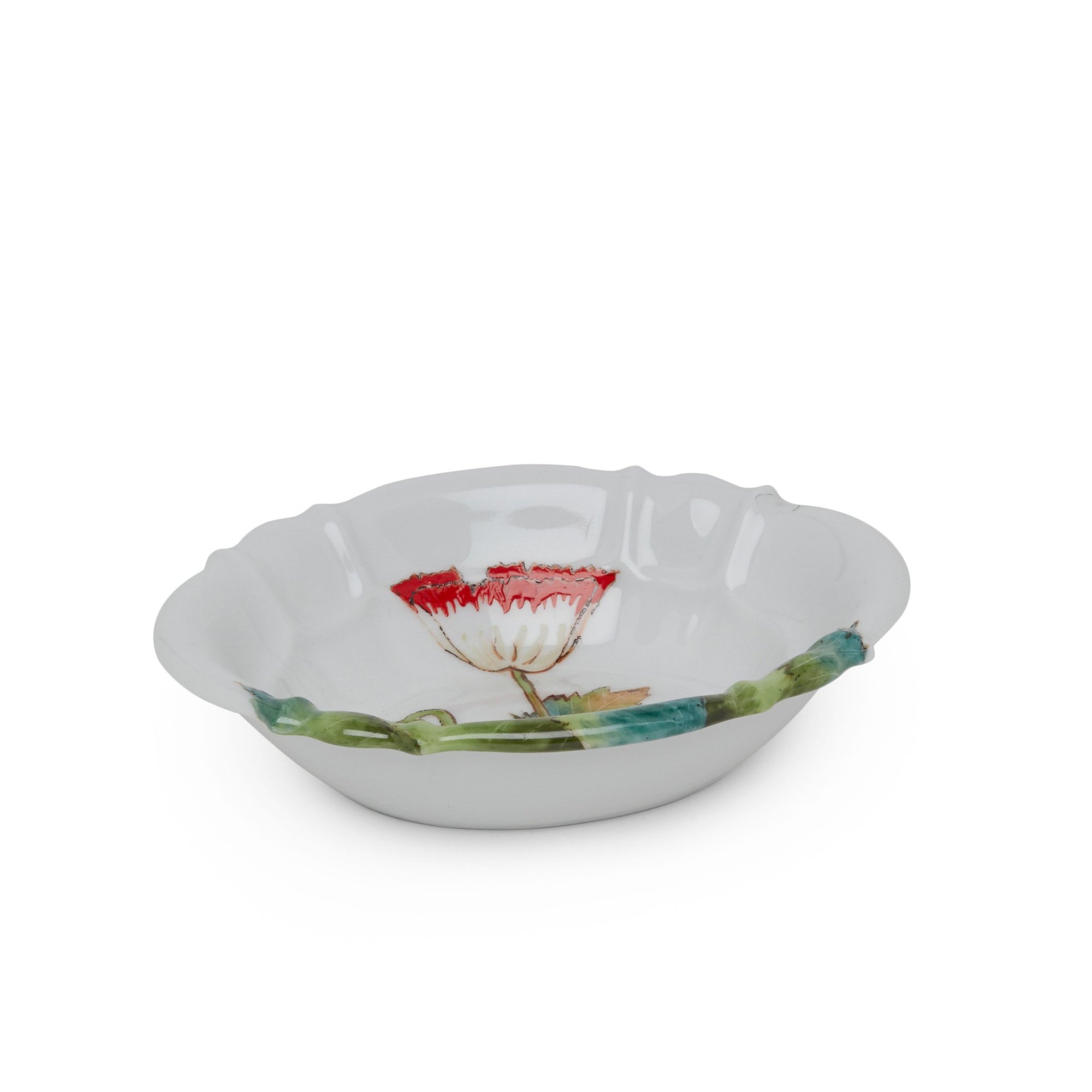 3362-69PP-WH Sherle Wagner International Ceramic Soap Dish with Poppies on White