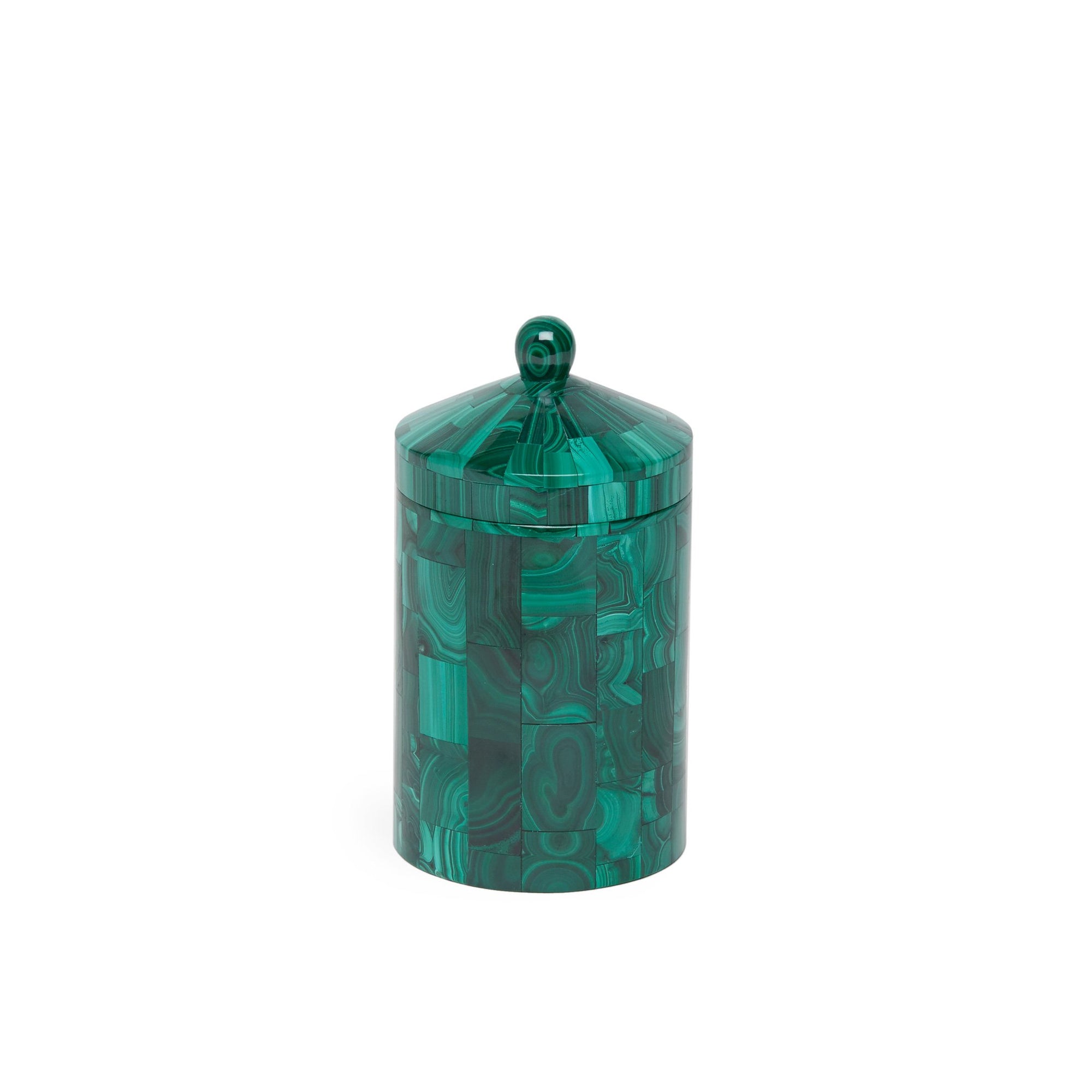 3364-MALA Sherle Wagner International Stone Covered Jar in Malachite