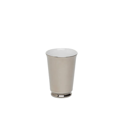 3367-17HP-WH Sherle Wagner International Ceramic Tumbler with Highly Polished Platinum on White