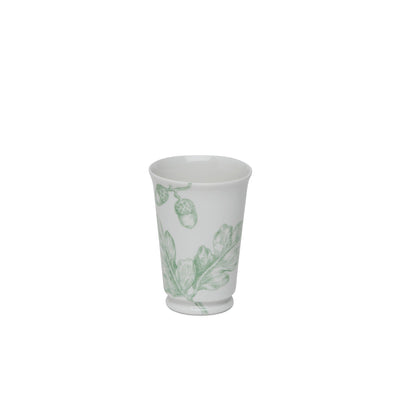 3367-99SG-WH Sherle Wagner International Ceramic Tumbler with Acorn & Oakleaf Sage on White