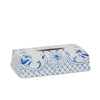 3400-66DL-WH Sherle Wagner International Ceramic Elongated Tissue Box Cover with Delft on White