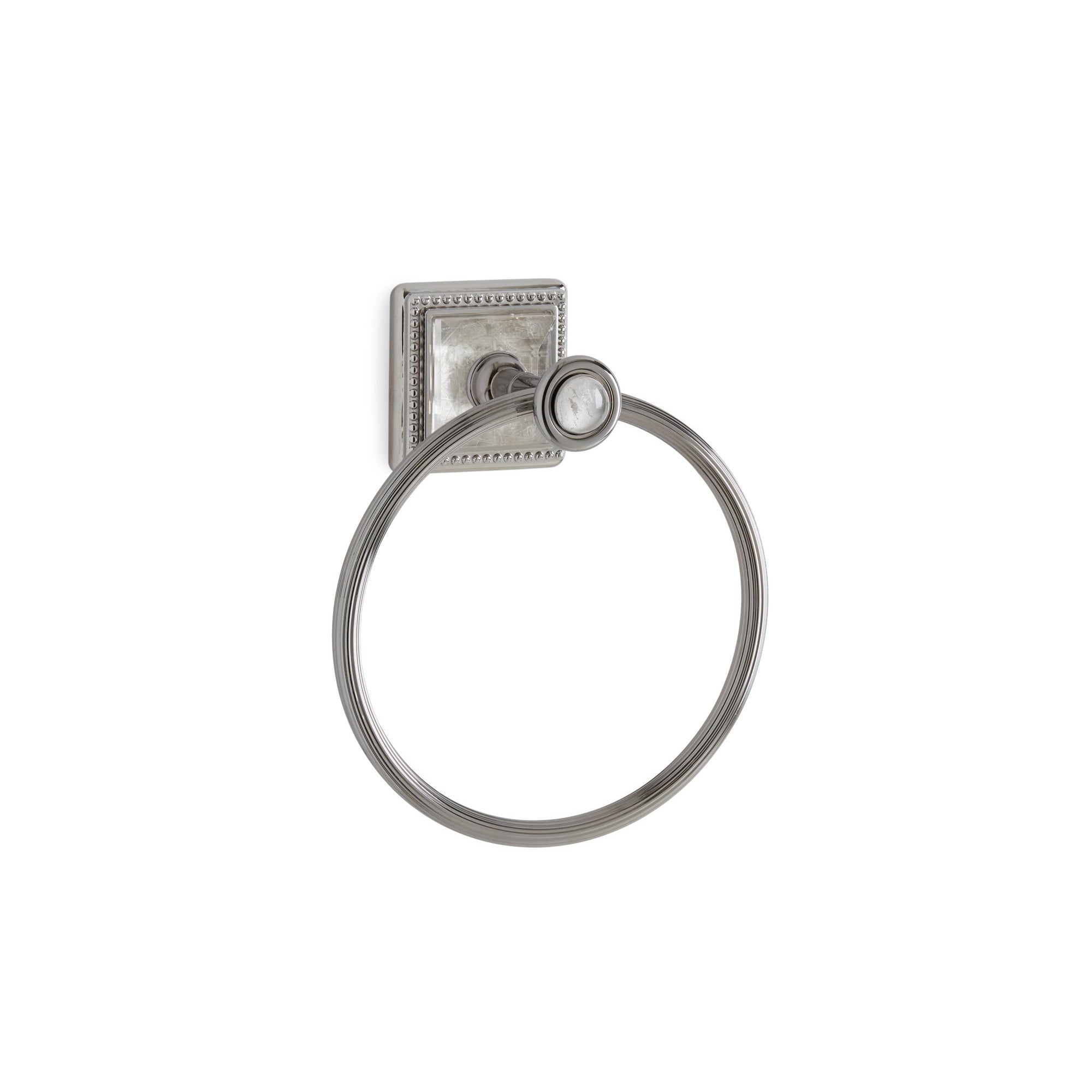 3401-P-RKCR-CP Sherle Wagner International The Semiprecious Pyramid Towel Ring in Polished Chrome metal finish
