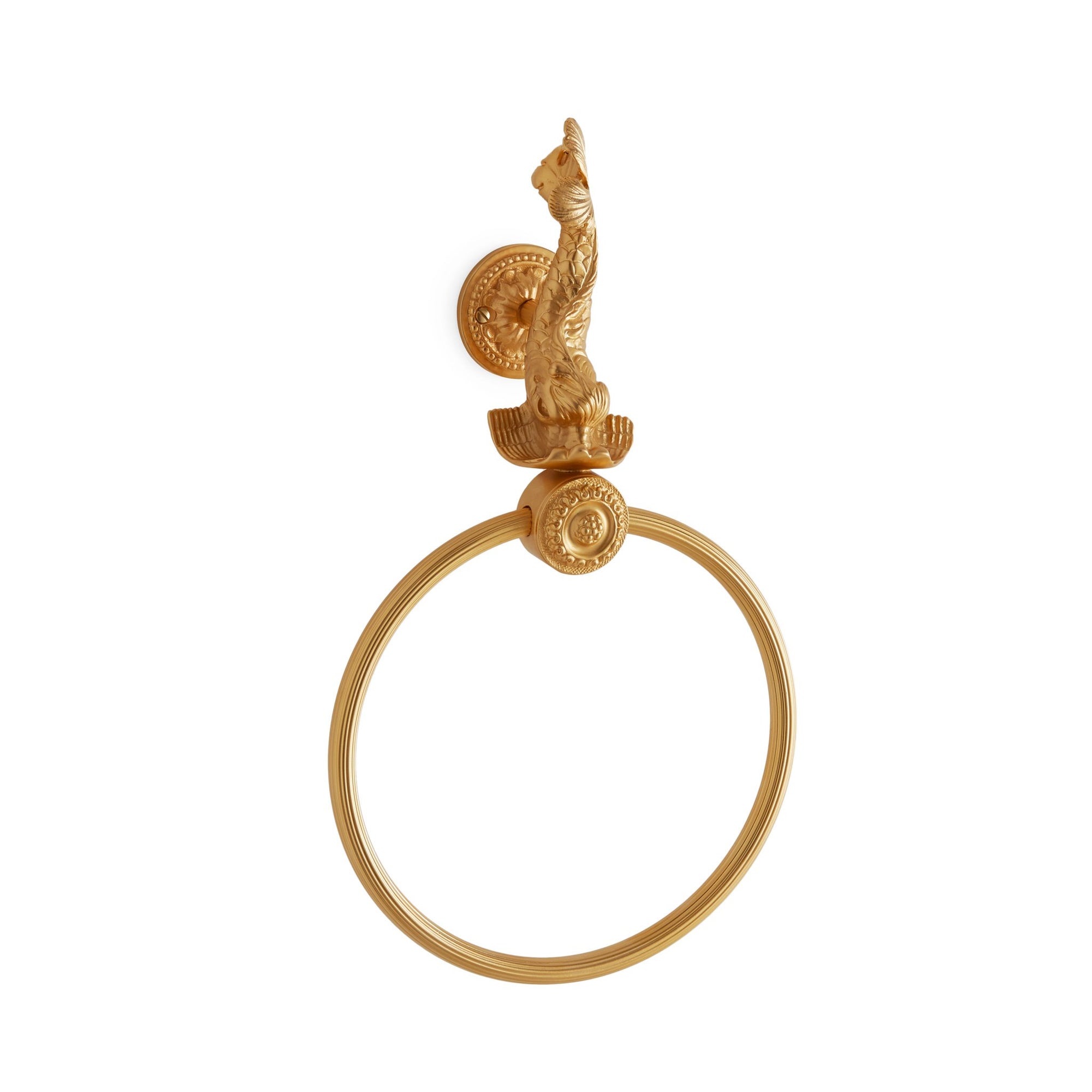 3423-GP Sherle Wagner International Dolphin Towel Ring in Gold Plate metal finish