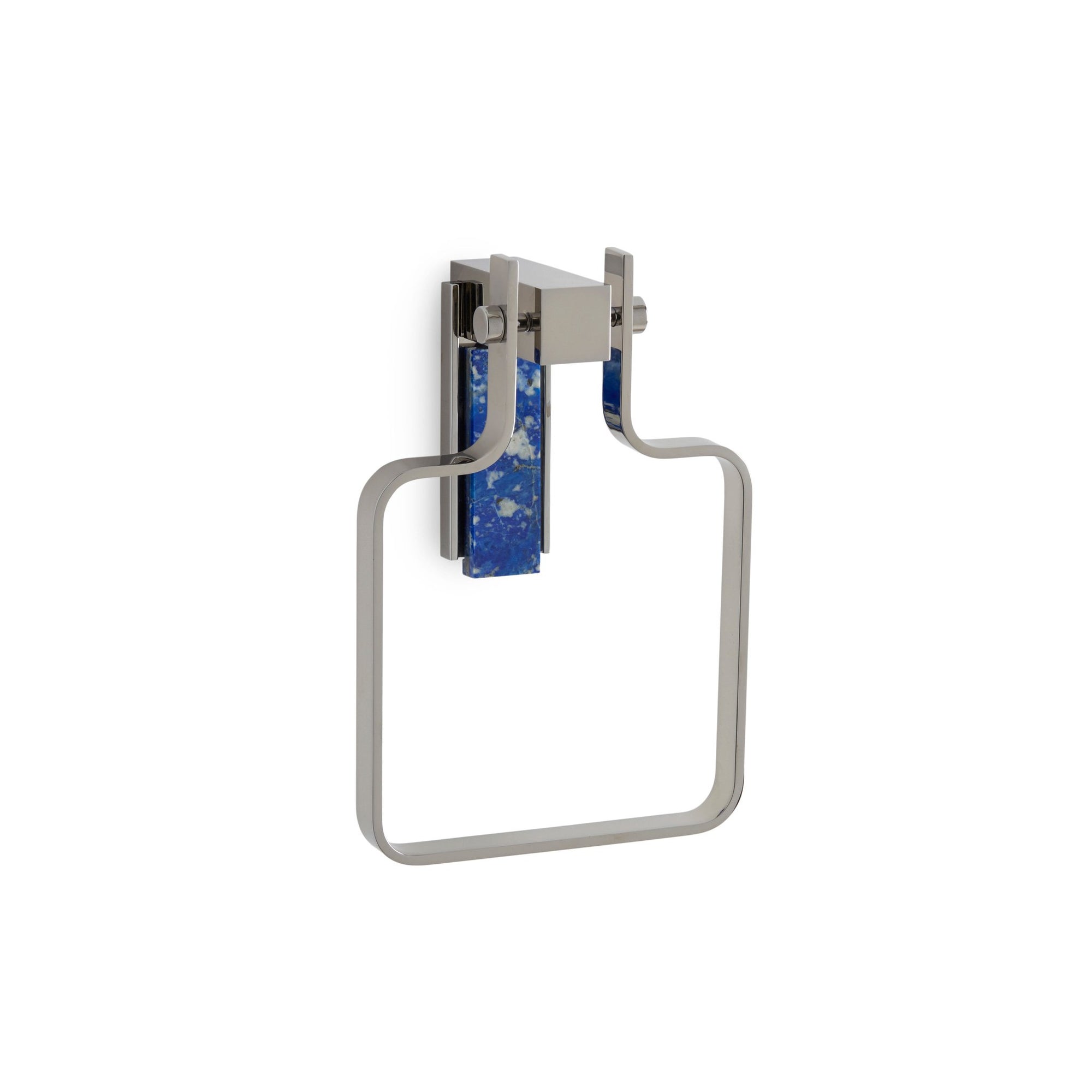 3456-LAPI-CP Sherle Wagner International Apollo Towel Ring with Lapis Lazuli insert in Polished Chrome metal finish