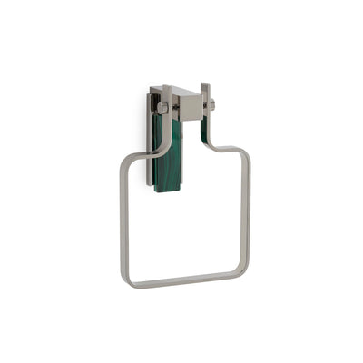 3456-MALA-CP Sherle Wagner International Apollo Towel Ring with Malachite insert in Polished Chrome metal finish