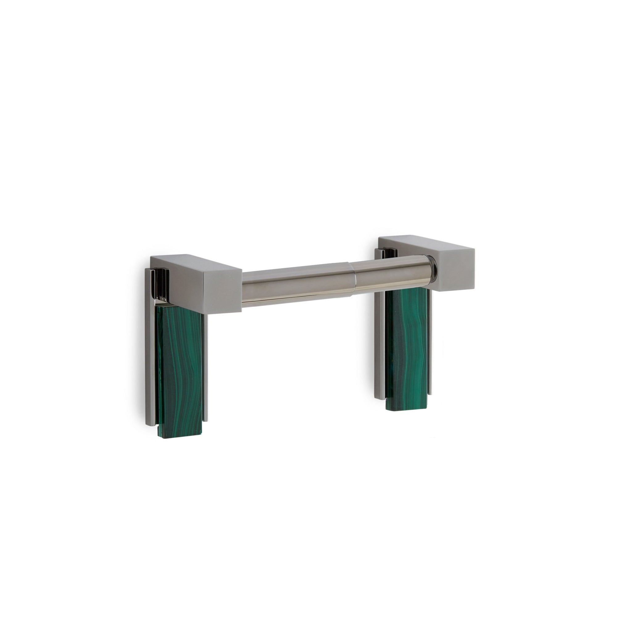 3457-DP-MALA-CP Sherle Wagner International Apollo Double Post Paper Holder with Malachite insert in Polished Chrome metal finish