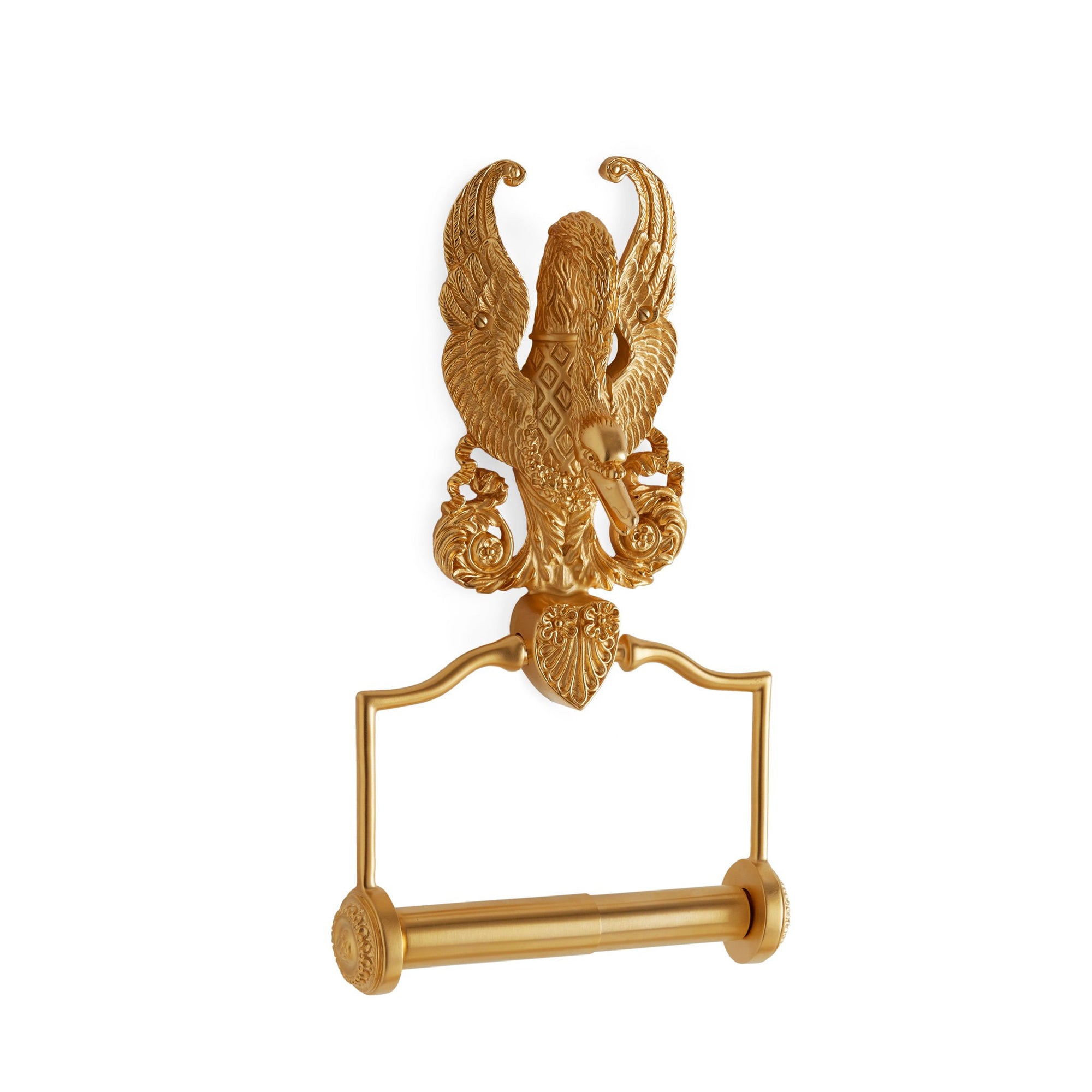 3520-GP Sherle Wagner International Imperial Swan Paper Holder in Gold Plate metal finish