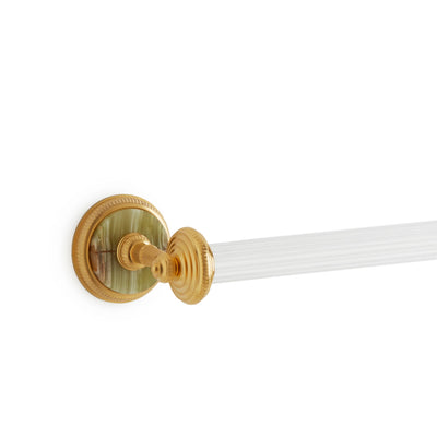 3695-GROX-30FL-GP Sherle Wagner International Knurled Towel Bar with Green Onyx insert in Gold Plate metal finish