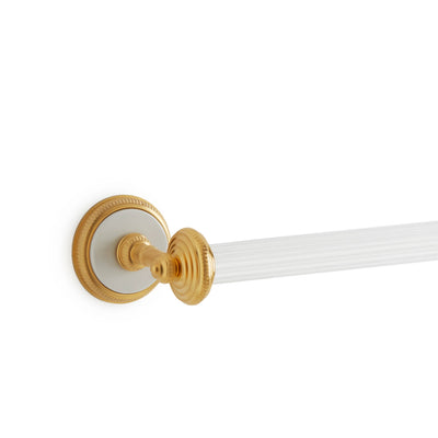 3695-WHT-30FL-GP Sherle Wagner International Knurled Towel Bar with White insert in Gold Plate metal finish