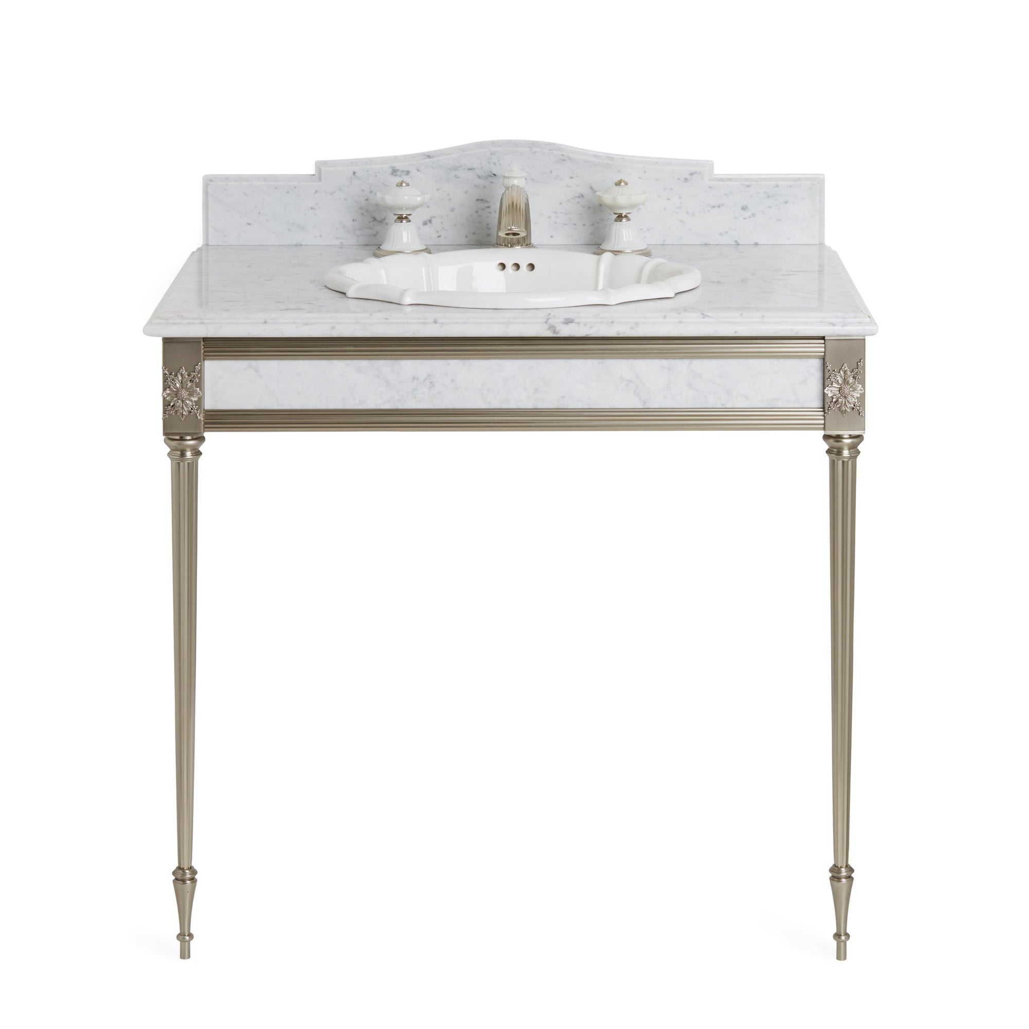 4208-CARR Sherle Wagner International Cararra Reeded Console
