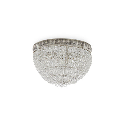 7108-S Sherle Wagner International Round Crystal Beaded Ceiling Light Light 8 inches in French Silver