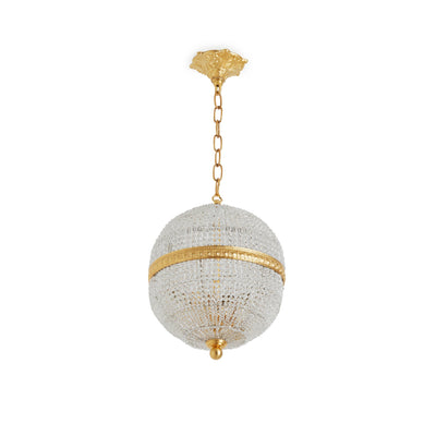 7110-PNDT-CHNS-GP Sherle Wagner International Globe Crystal Beaded 10 inches Pendant Light in Gold plate metal finish
