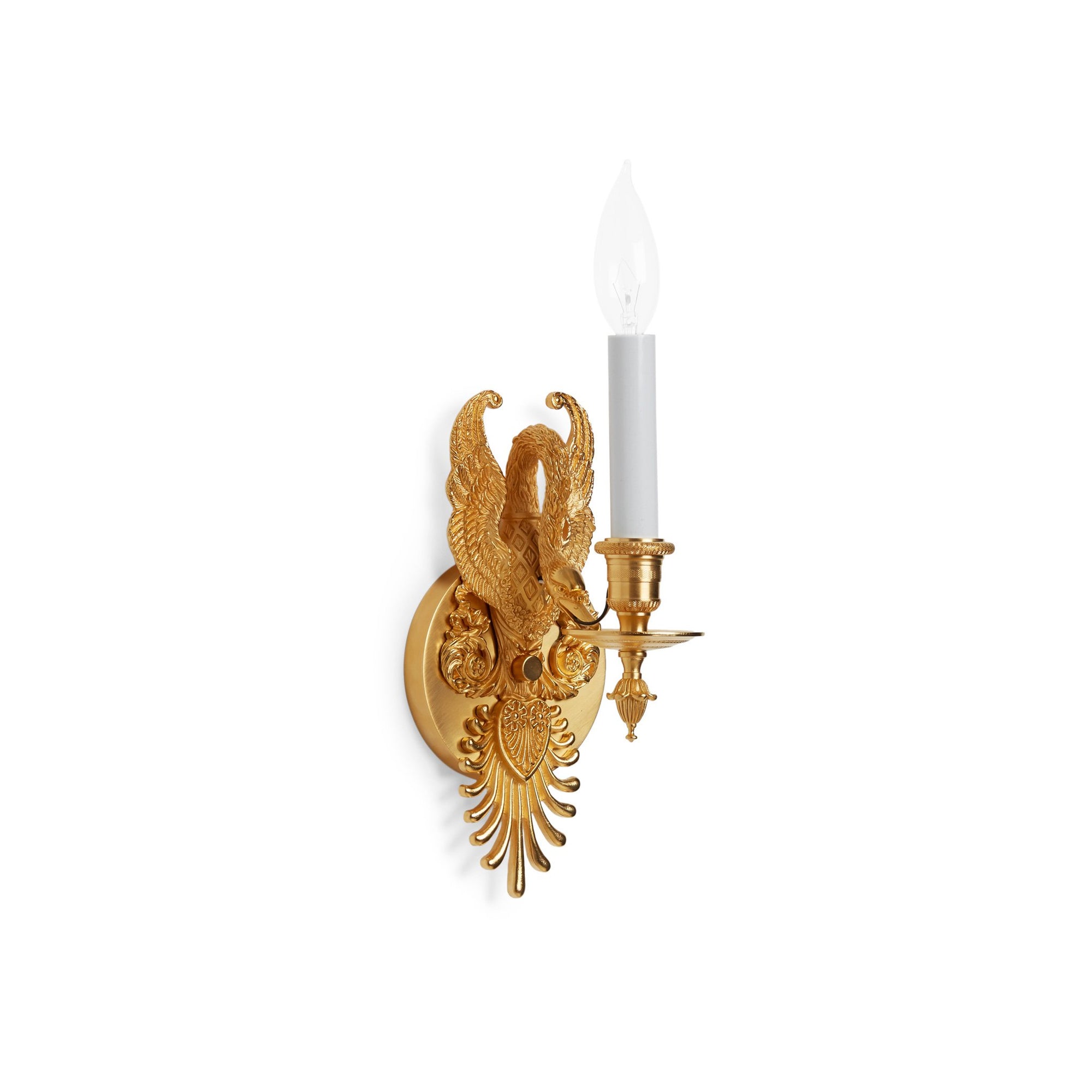 7111-GP Sherle Wagner International Imperial Swan Sconce in Gold Plate