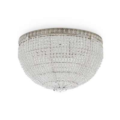 7112-S Sherle Wagner International Round Crystal Beaded 12 inches Ceiling Light Light French Silver