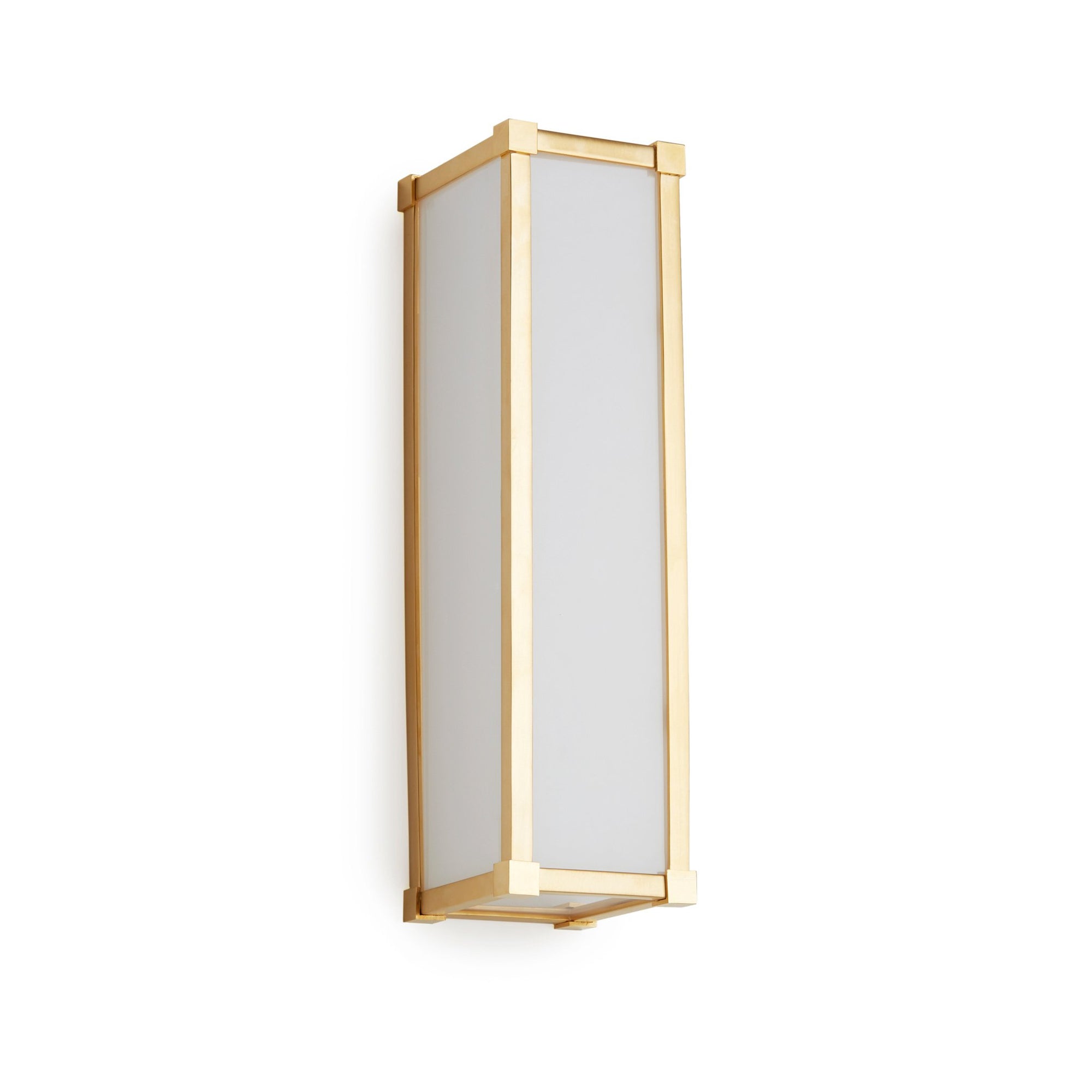 7114FG-16-VERT-GP Sherle Wagner International Square Knuckle Frosted Glass Panel Light in Gold Plate metal finish