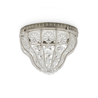 7120-S Sherle Wagner International Crystal Dome Ceiling Light with Renaissance Canopy in Florentine Silver metal finish