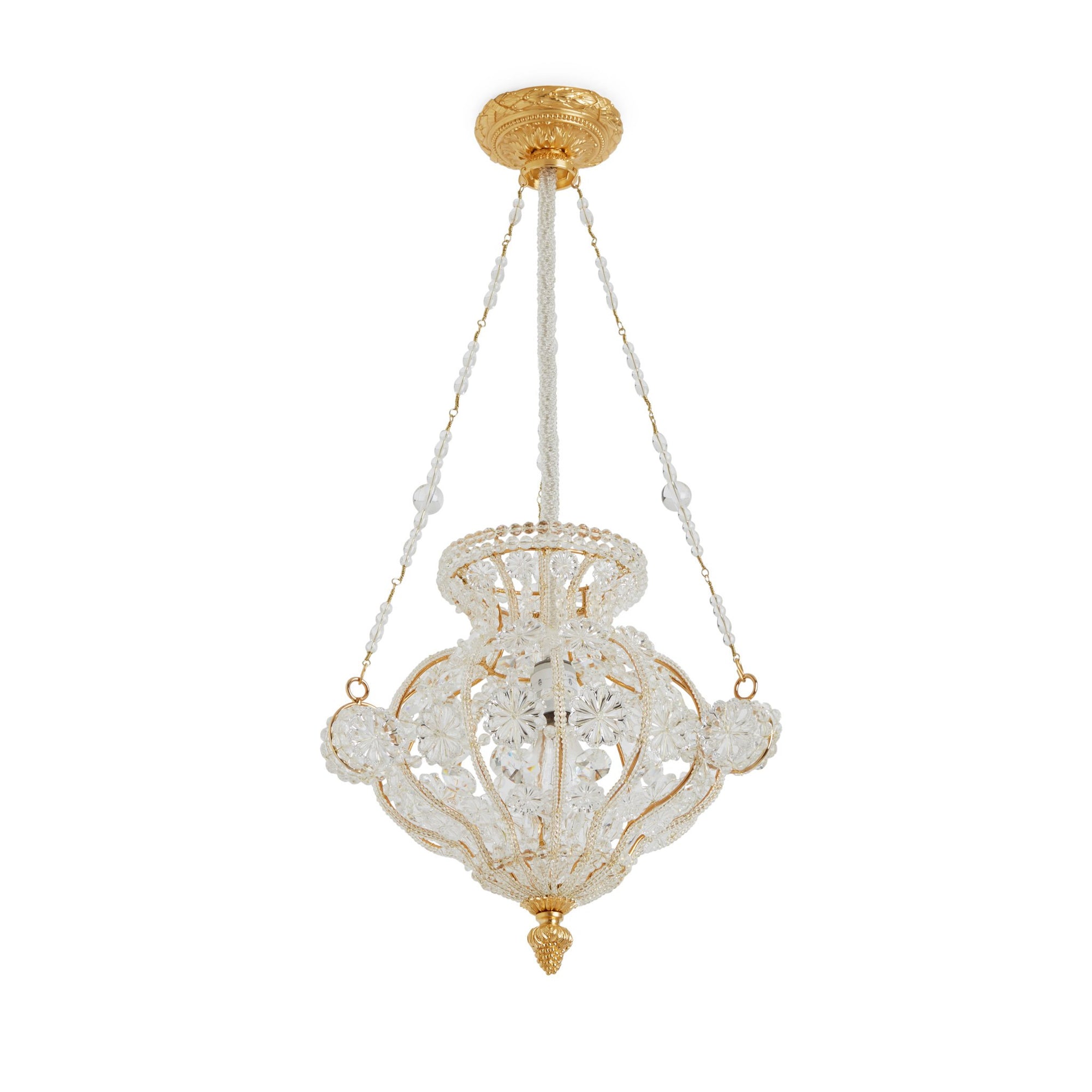 7122LX-GP Sherle Wagner International Crystal Chandelier with Louis XVI Canopy in Gold plate metal finish