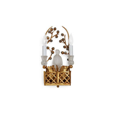 7128-MALE-G Sherle Wagner International Crystal Chinoiserie Basket Sconces in Florentine Gold