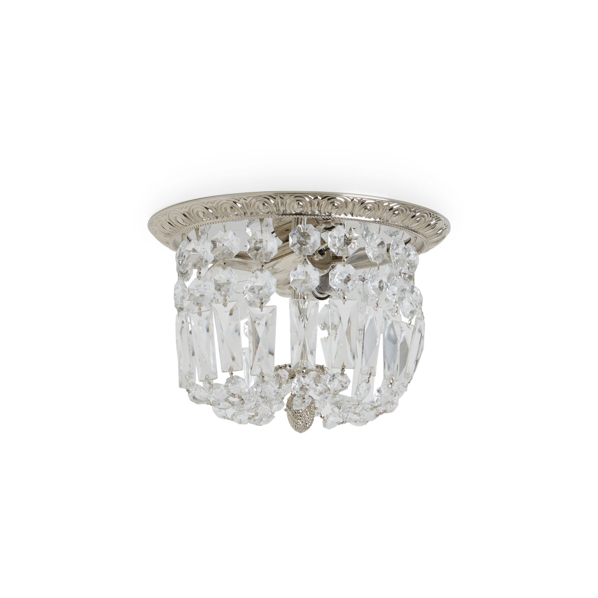 7131-DRPD-PN Sherle Wagner International Egg & Dart Ceiling Light Light with Draped Crystals in Gold plate metal finish