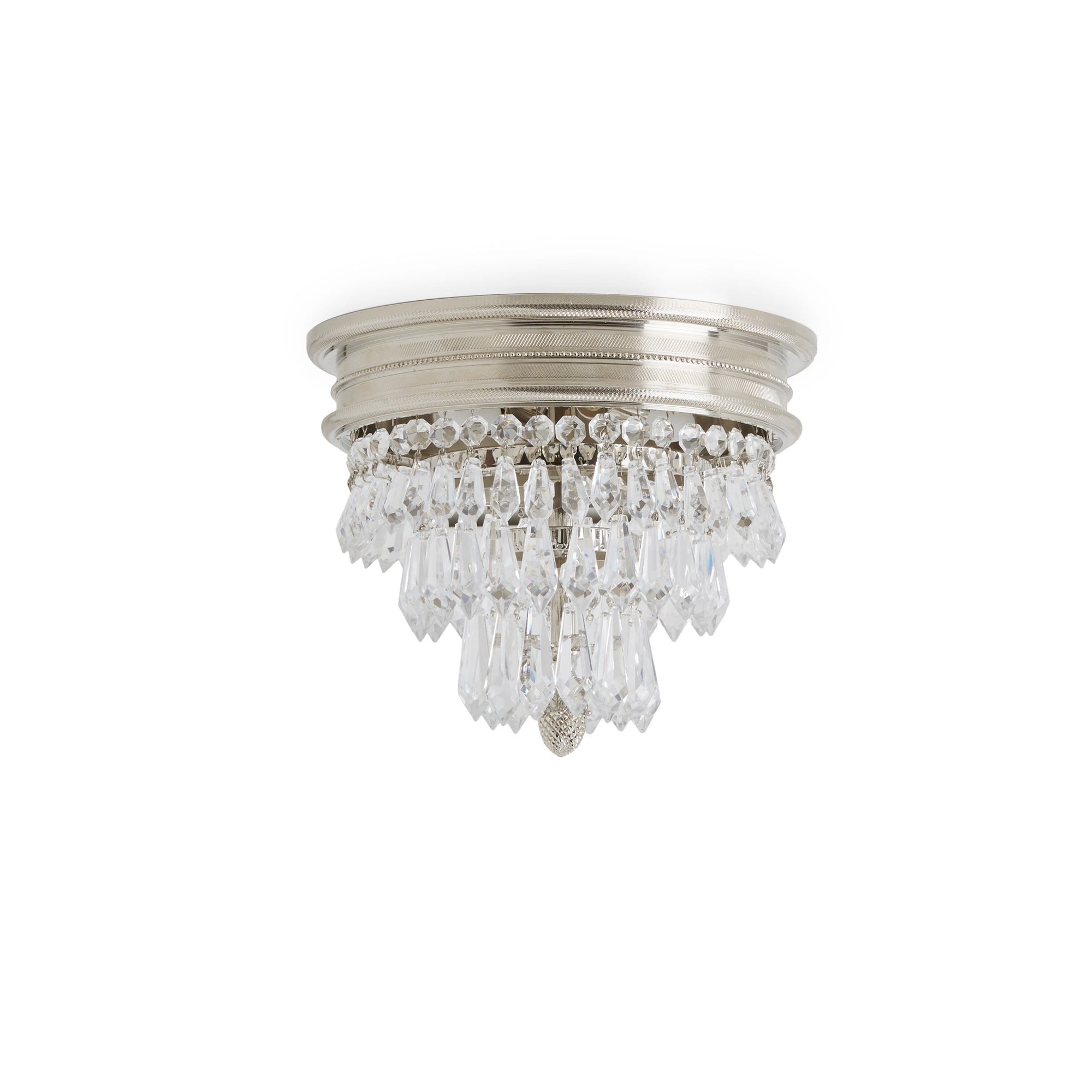 7132-CRYS-PN Sherle Wagner International Knurled Crystal Prism Ceiling Light in Polished Nickel metal finish