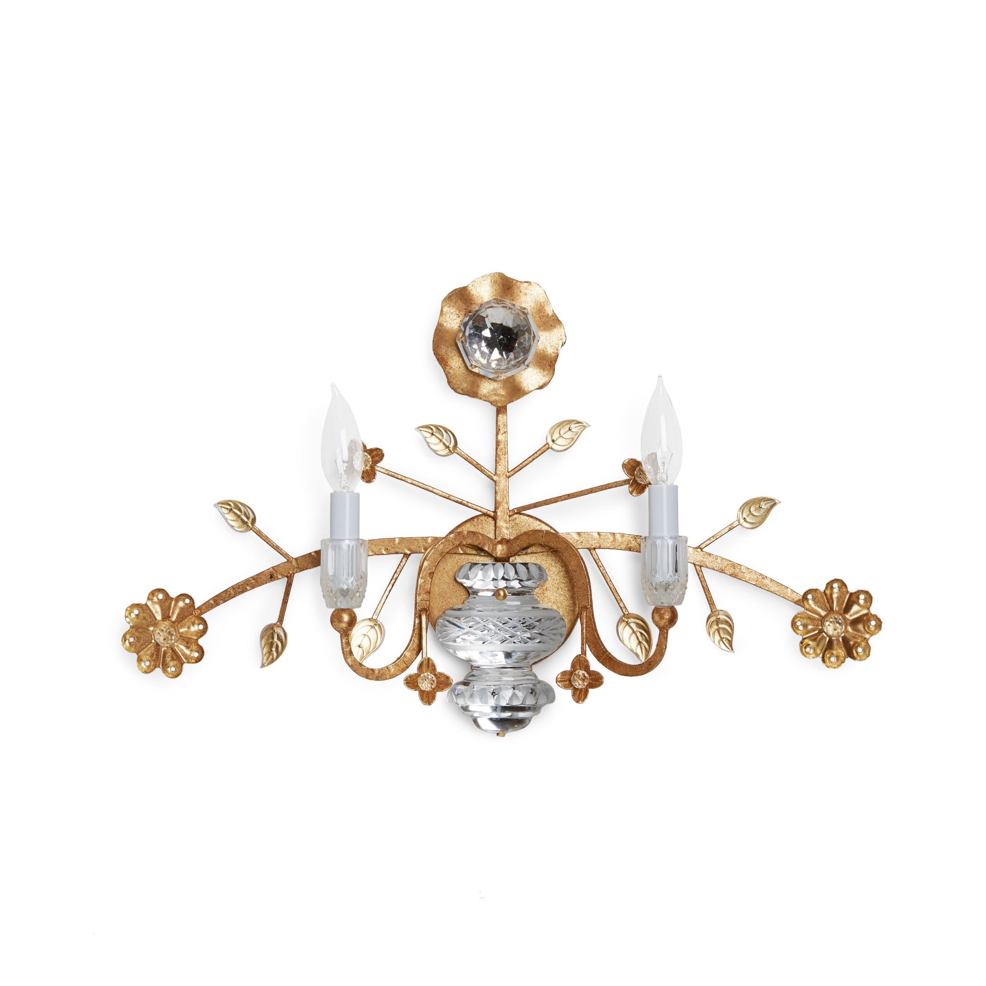 7140-G Sherle Wagner International Crystal Sunflower Sconce in Florentine Gold