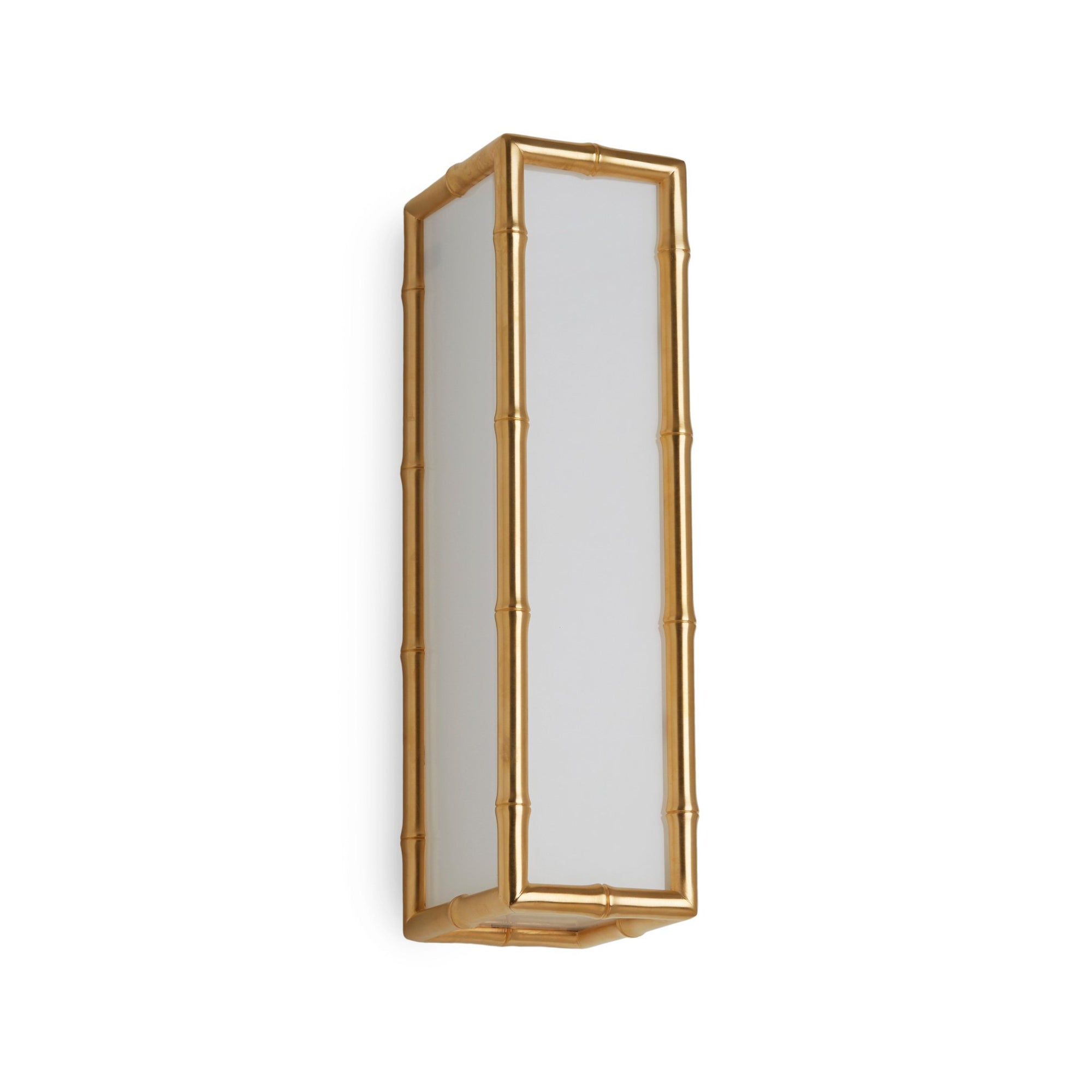 7151FG-16-VERT-GP Sherle Wagner International Bamboo Frosted Glass Panel Light in Gold Plate metal finish