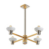 7210-CHND-CHSH-PN_GP Sherle Wagner International Nouveau Chandelier in Polished Nickel and Gold plate metal finish with Ceramic Shade