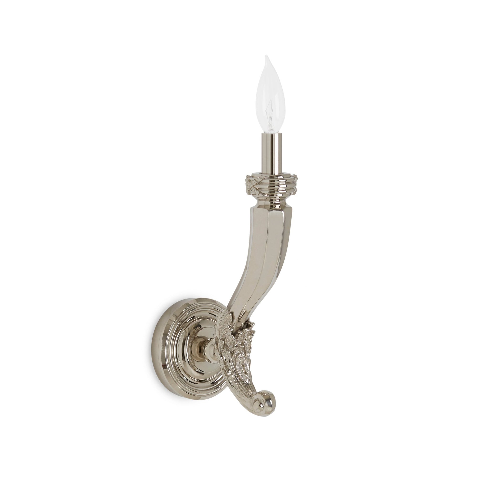 7212SC-1A-PN Sherle Wagner International Ribbon & Reed Horn Single Arm Sconce in Polished Nickel metal finish