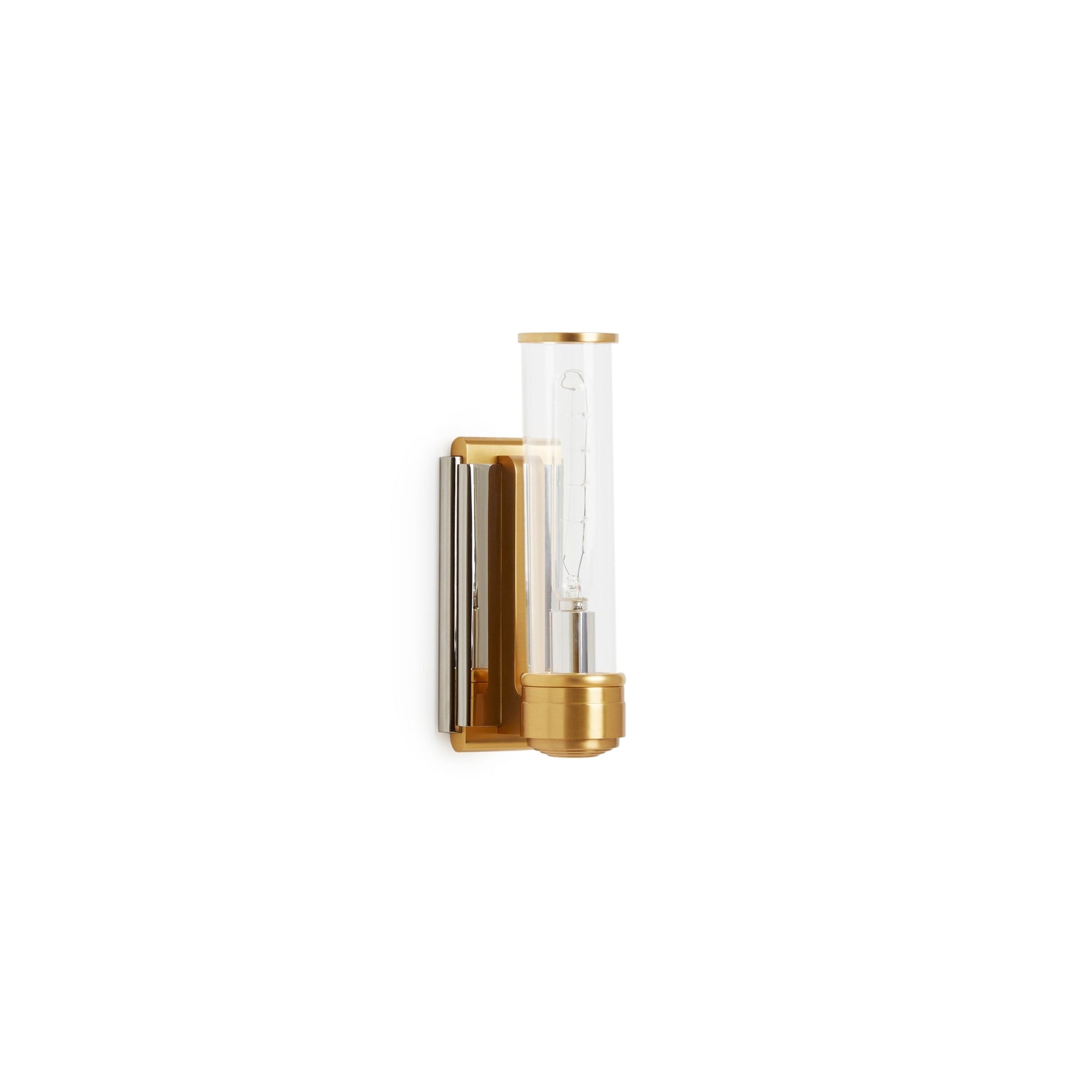 7215SC-1ACG-GP/PN Sherle Wagner International Nouveau Single Sconce with Clear Tube in Gold Plate and Polished Nickel metal finish