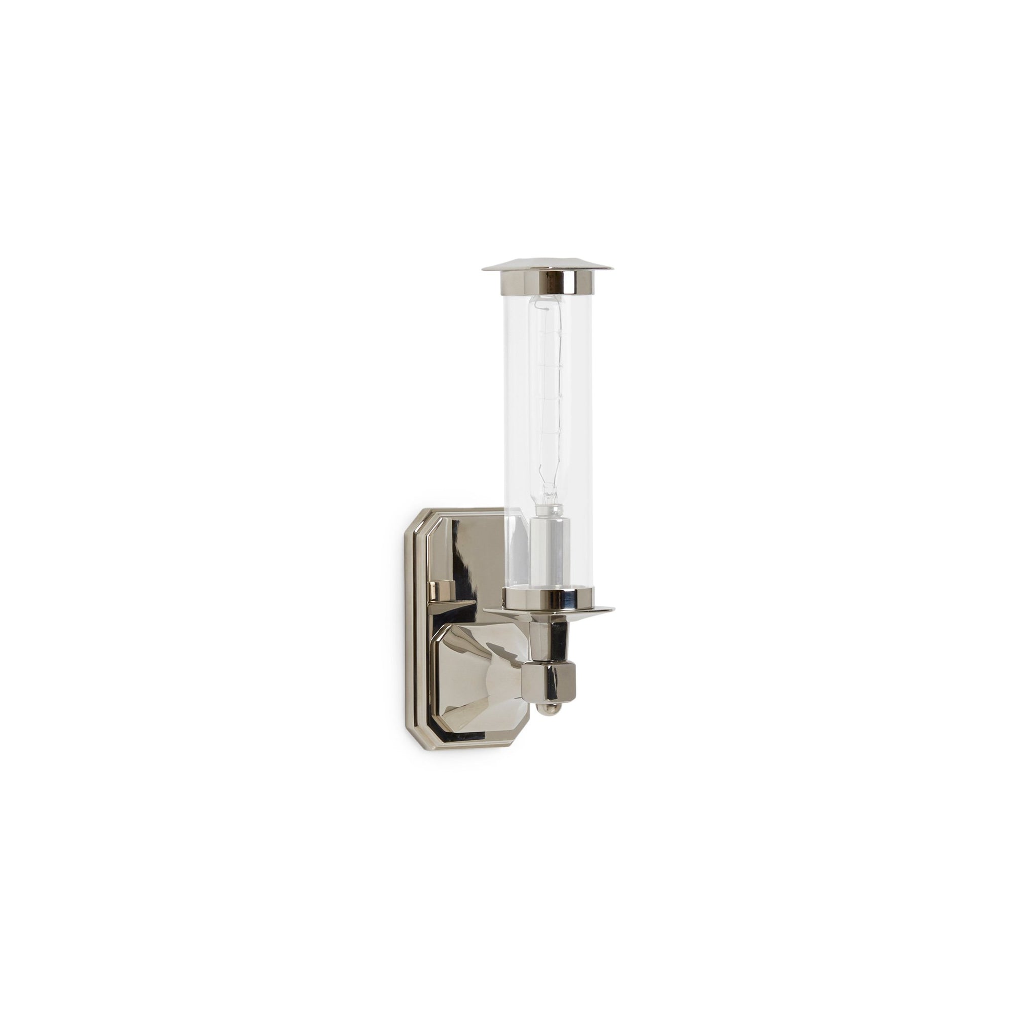 7280SC-05-1ACG-PN Sherle Wagner International Harrison Single Arm Small Sconce with Clear Tube in Polished Nickel metal finish