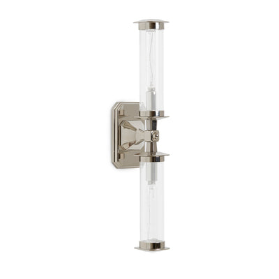 7280SC-05-2ACG-PN Sherle Wagner International Harrison Double Arm Small Sconce with Clear Tube in Polished Nickel metal finish