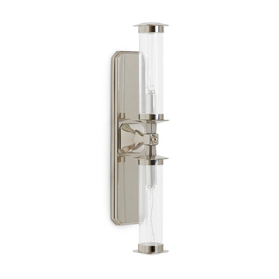7280SC-13-2ACG-PN Sherle Wagner International Harrison Double Arm Sconce with Clear Tube in Polished Nickel metal finish